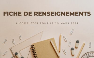 Fiche de renseignements – 1re secondaire 2024 – 2025